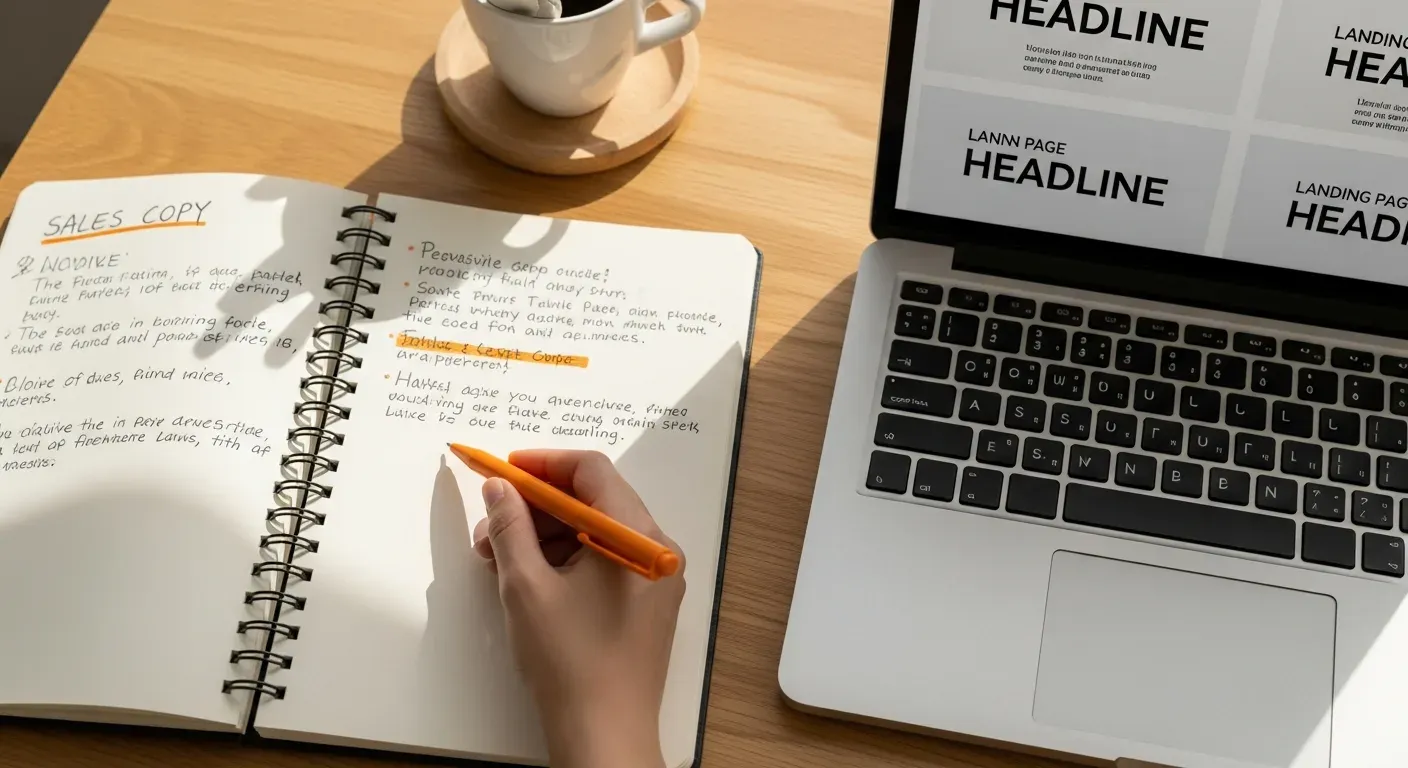Redacción de copywriting para página web de ventas, técnicas de escritura persuasiva y títulos efectivos