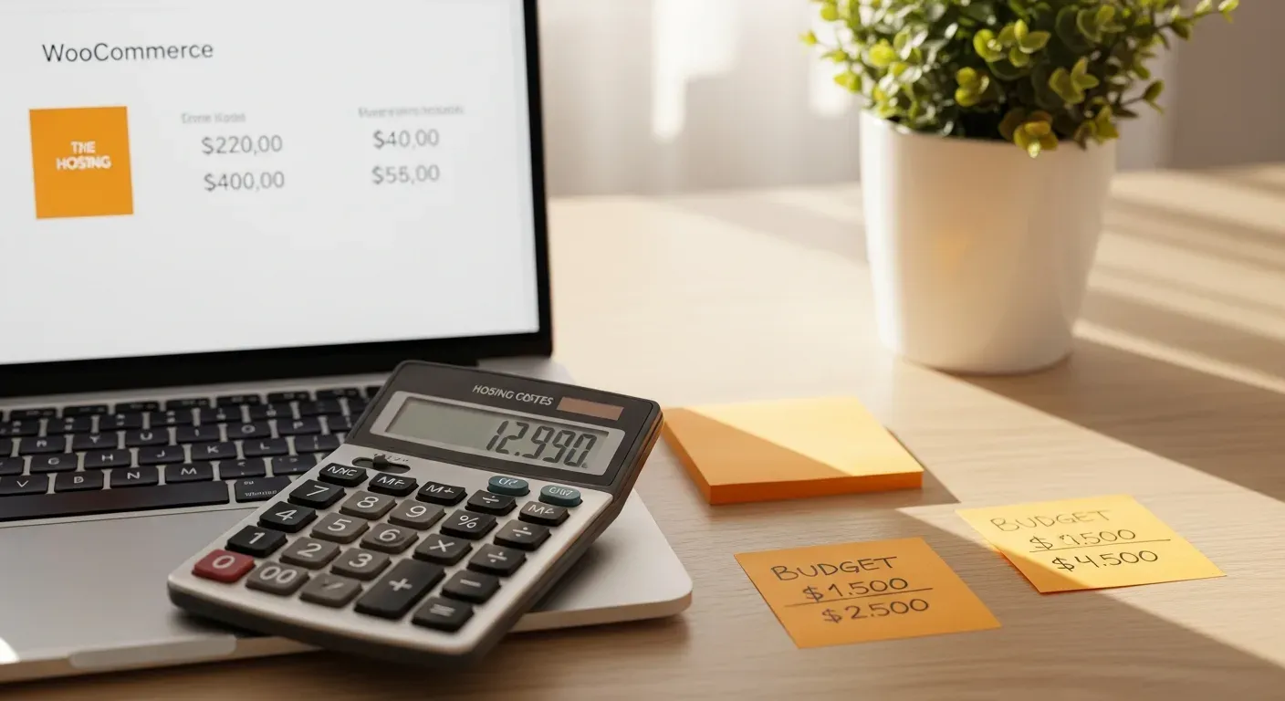 Calculadora mostrando costos detallados para crear una tienda virtual desde cero en Chile