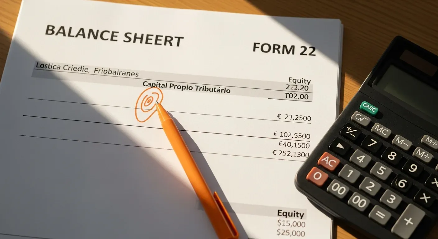 Balance contable chileno con capital propio tributario marcado y calculadora para determinar base de patente comercial