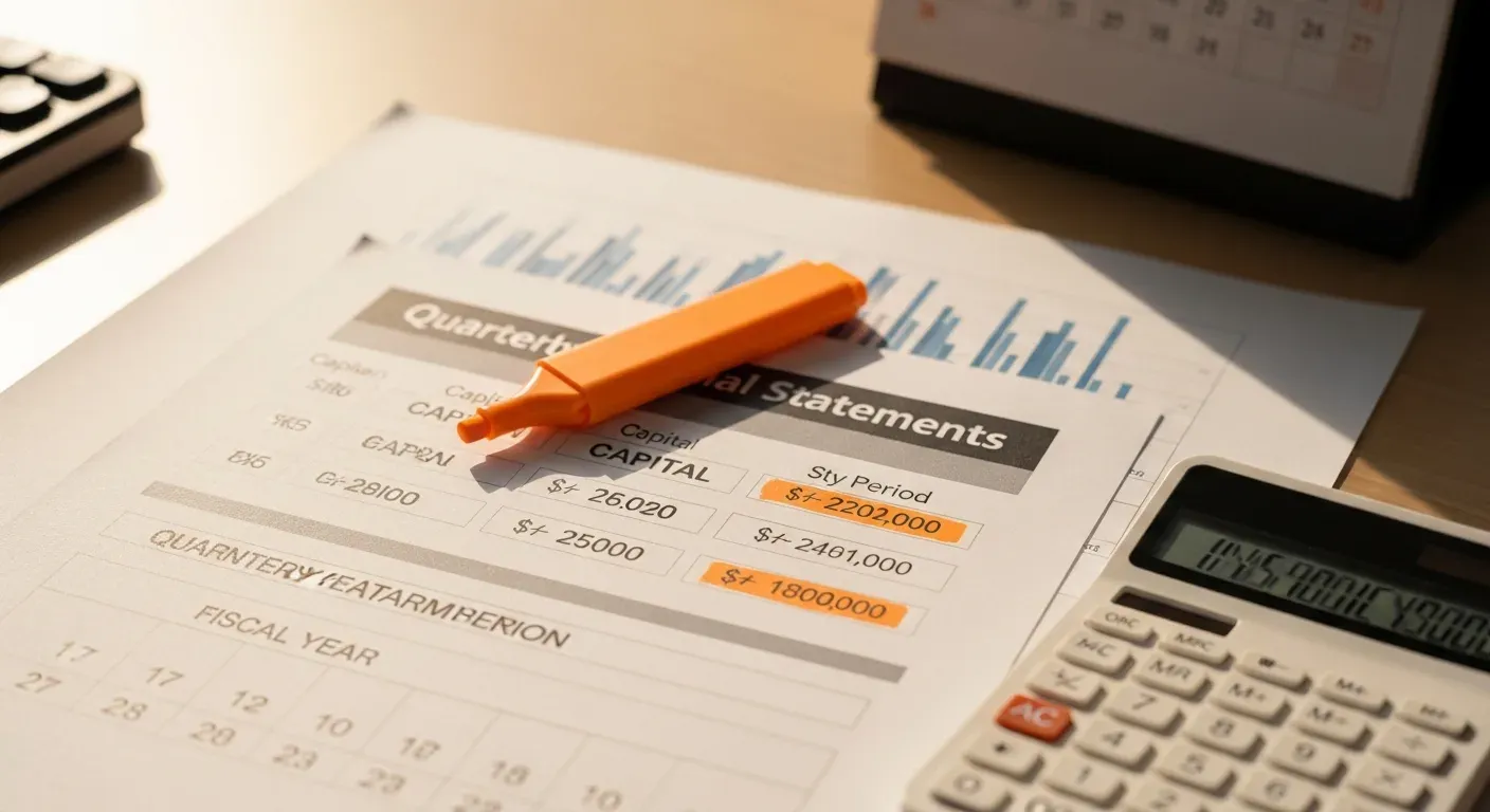 Estados financieros trimestrales chilenos mostrando variaciones de capital que afectan cálculo de patente comercial anual